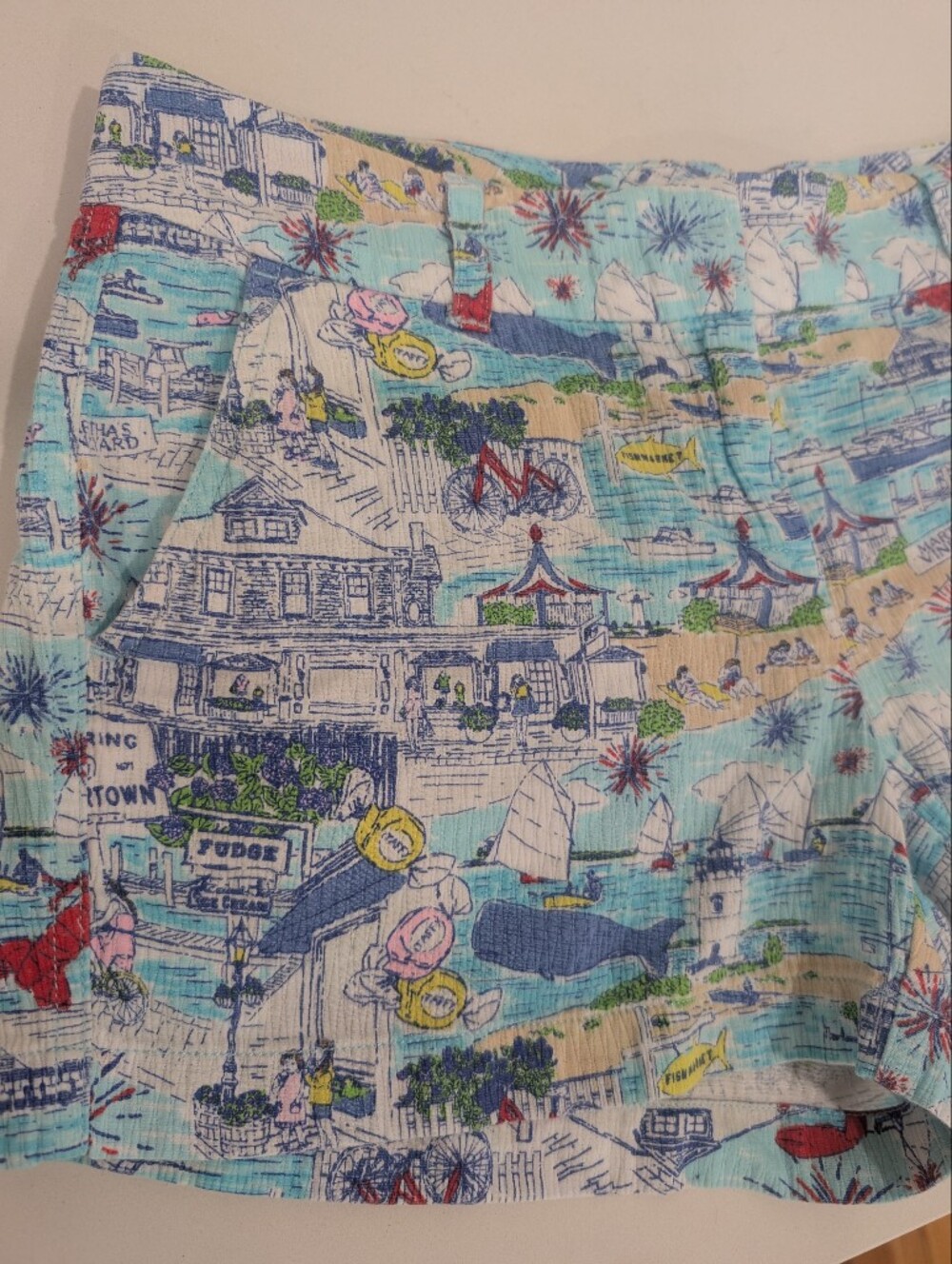 Vineyard Vines Light Blue Nautical Print Seersucker Shorts - Picture 7 of 10